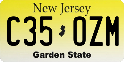 NJ license plate C35OZM