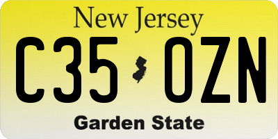NJ license plate C35OZN