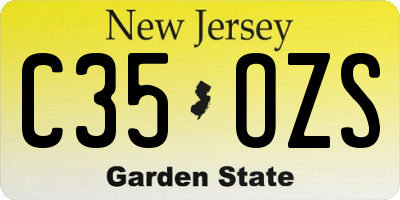NJ license plate C35OZS