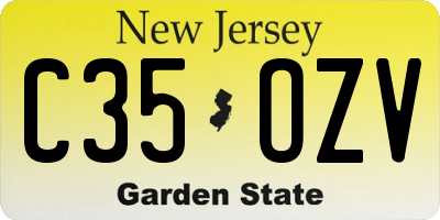 NJ license plate C35OZV