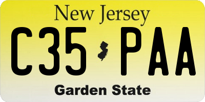 NJ license plate C35PAA