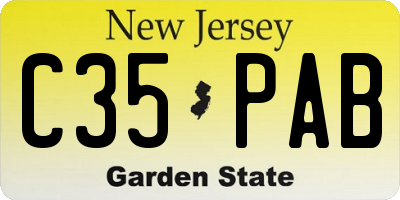 NJ license plate C35PAB