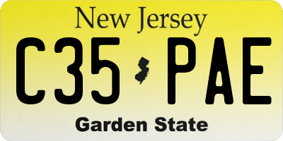 NJ license plate C35PAE