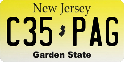 NJ license plate C35PAG