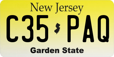 NJ license plate C35PAQ