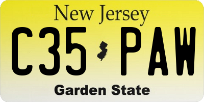 NJ license plate C35PAW