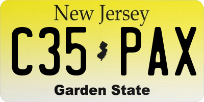 NJ license plate C35PAX