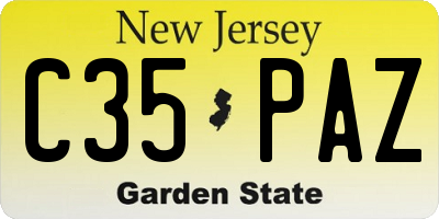 NJ license plate C35PAZ
