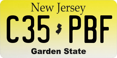 NJ license plate C35PBF