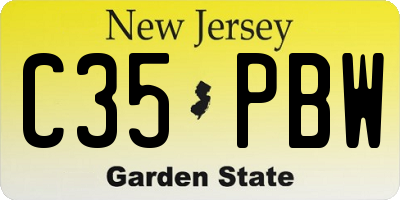 NJ license plate C35PBW