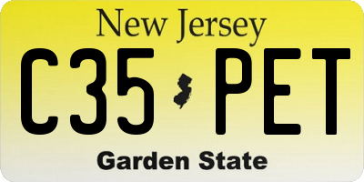 NJ license plate C35PET