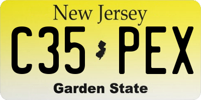 NJ license plate C35PEX