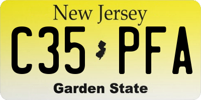 NJ license plate C35PFA