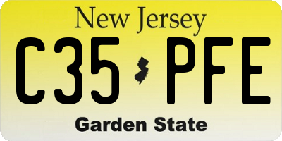 NJ license plate C35PFE