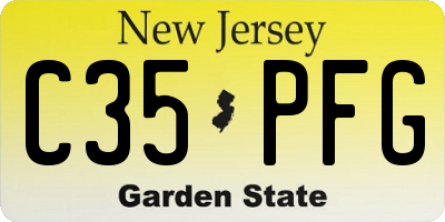 NJ license plate C35PFG