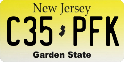 NJ license plate C35PFK