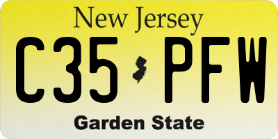 NJ license plate C35PFW