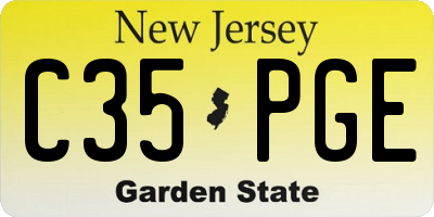 NJ license plate C35PGE
