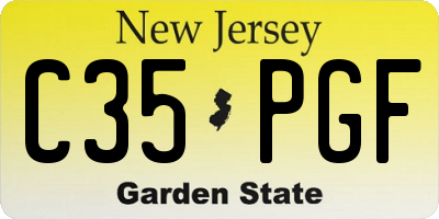 NJ license plate C35PGF