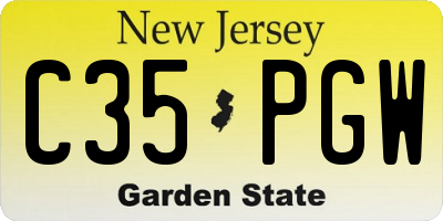 NJ license plate C35PGW