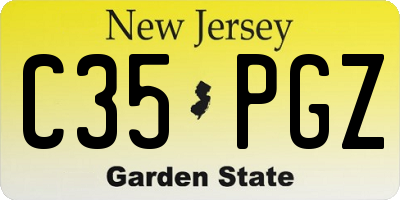 NJ license plate C35PGZ