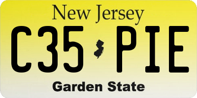 NJ license plate C35PIE