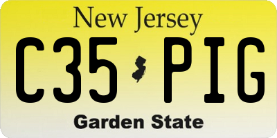NJ license plate C35PIG
