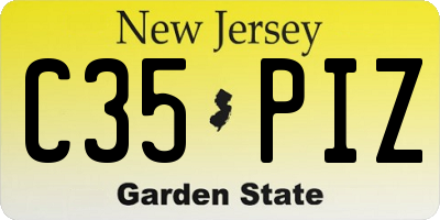NJ license plate C35PIZ