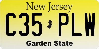 NJ license plate C35PLW