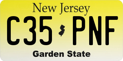 NJ license plate C35PNF