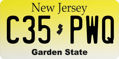 NJ license plate C35PWQ