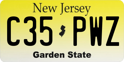 NJ license plate C35PWZ