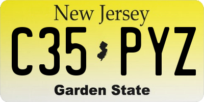 NJ license plate C35PYZ