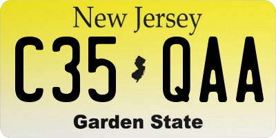 NJ license plate C35QAA