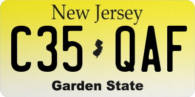 NJ license plate C35QAF