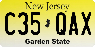 NJ license plate C35QAX