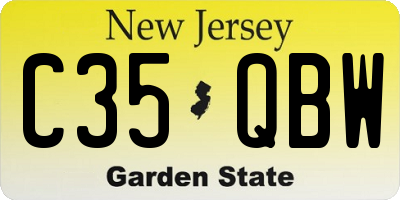 NJ license plate C35QBW
