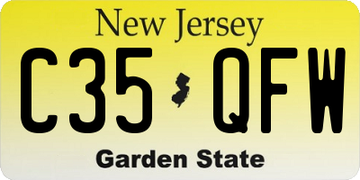 NJ license plate C35QFW