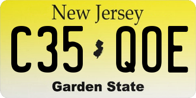 NJ license plate C35QOE