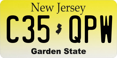 NJ license plate C35QPW