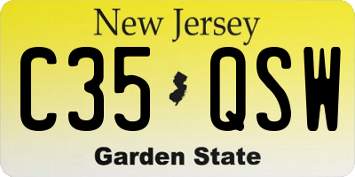 NJ license plate C35QSW