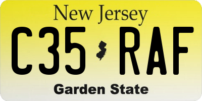 NJ license plate C35RAF