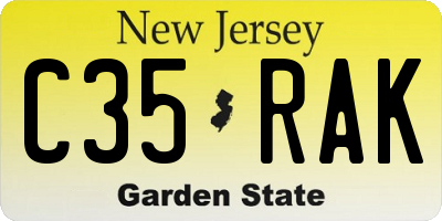 NJ license plate C35RAK