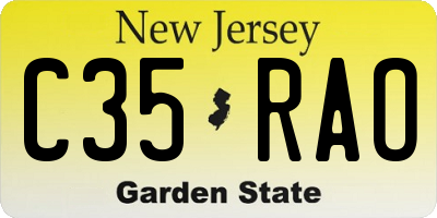 NJ license plate C35RAO