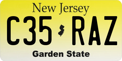 NJ license plate C35RAZ