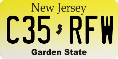 NJ license plate C35RFW