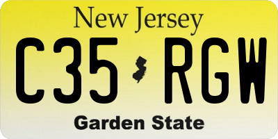 NJ license plate C35RGW