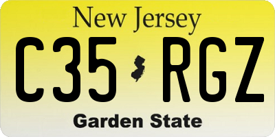 NJ license plate C35RGZ