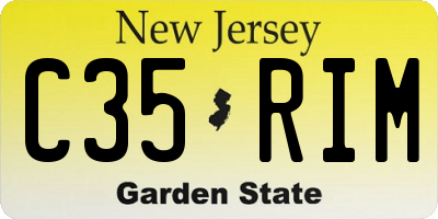 NJ license plate C35RIM