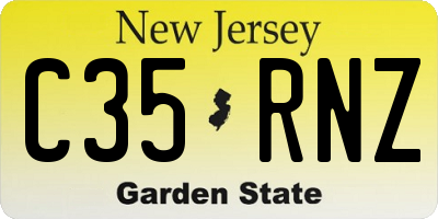 NJ license plate C35RNZ